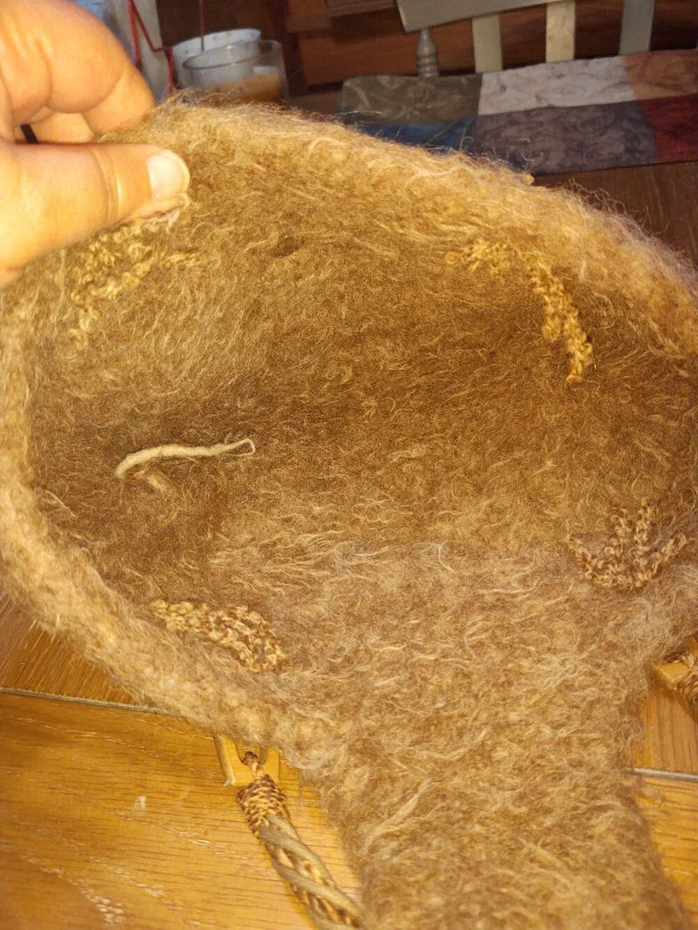 Handcrafted Natural Woolen Clutch Purse Brown